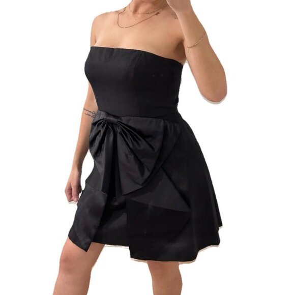 Women’s Aidan Mattox Women’s Black Strapless‎ Cocktail Dress with Bow Detail 10 - Picture 11 of 12